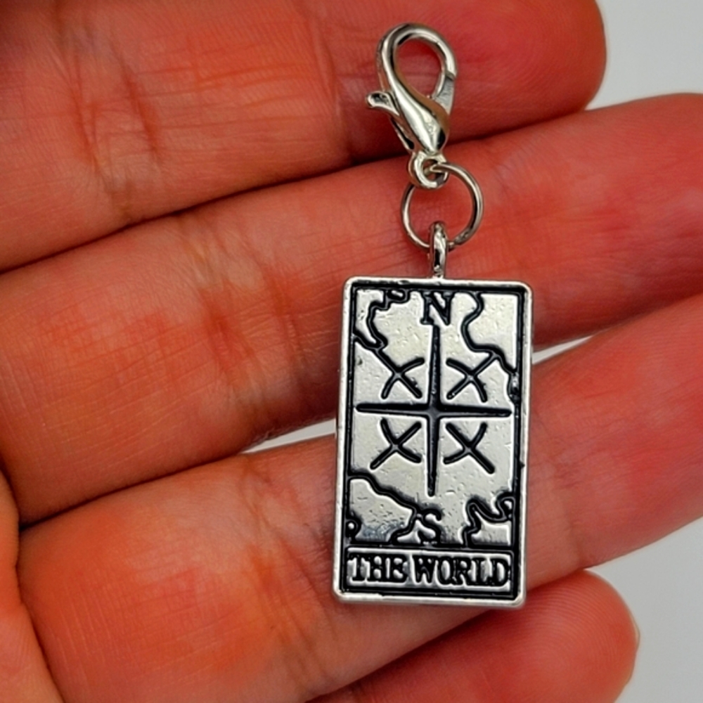 Clip On Tarot Card The World charms planner zipper pull bracelet charms